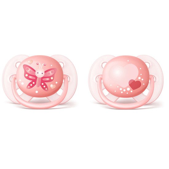 Lot de 2 sucettes peach douce Fille 0-6 mois de Philips AVENT