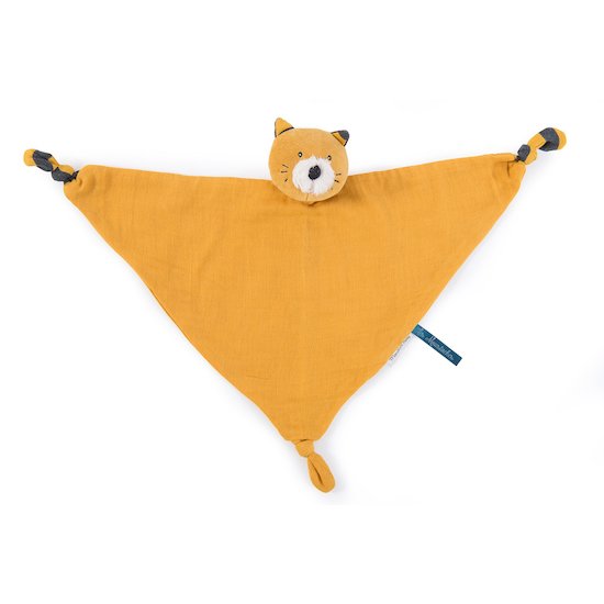 Doudou lange Chat moutarde Lulu les moustachse  de Moulin Roty