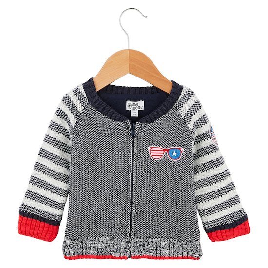 Cardigan Wild Brooklyn Bleu mouline 6 mois de Nano & nanette