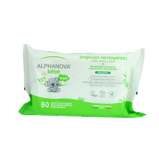 Lingettes huile d'olive/aloé sans parfum bio   de Alphanova bébé