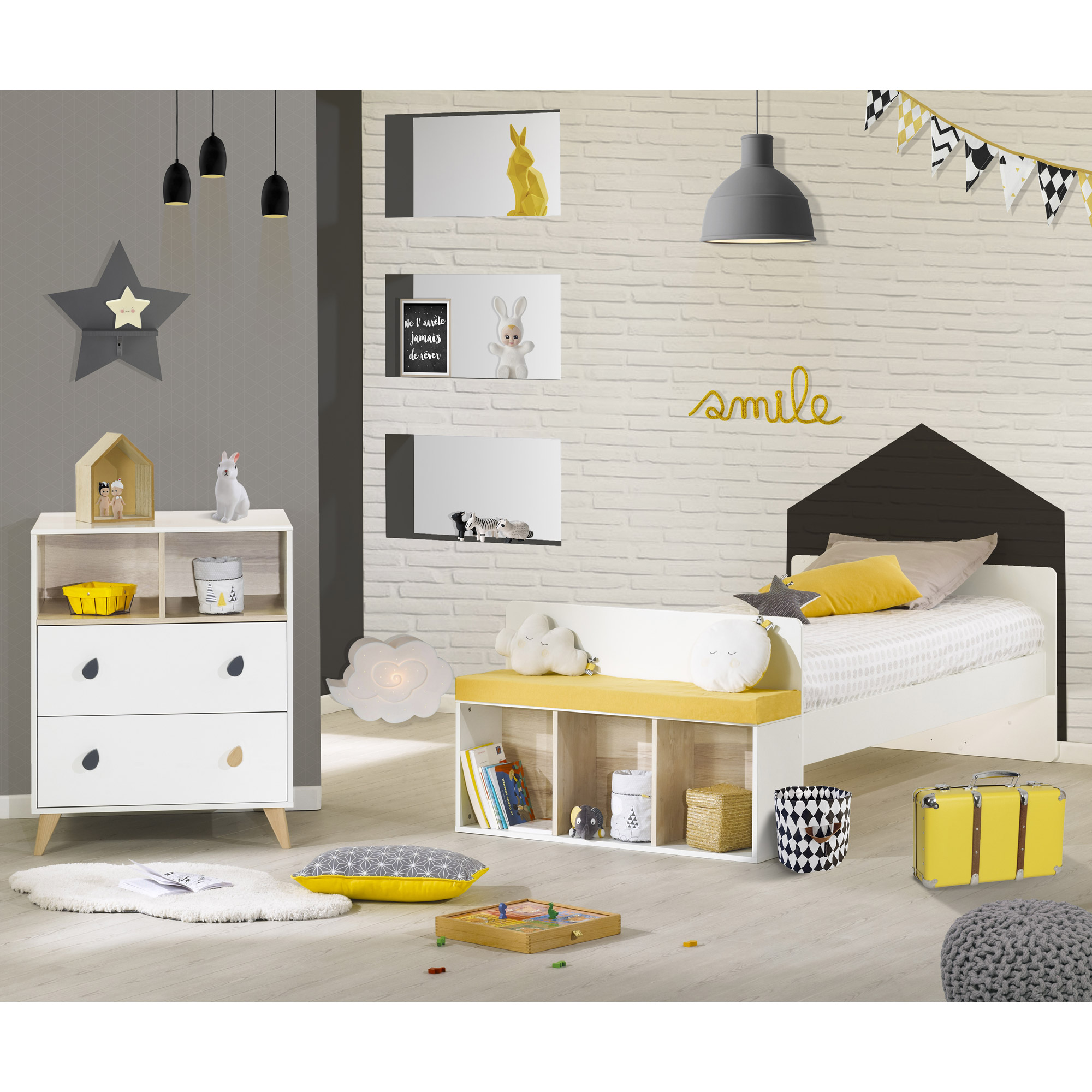 Oslo Lit Combine Evolutif Blanc Bouton Etoile De Sauthon Baby S Sweet Home Ensembles Evolutifs Aubert