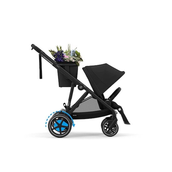 Poussette e-Gazelle S + Panier shopping Châssis Black - Moon Black  de CYBEX