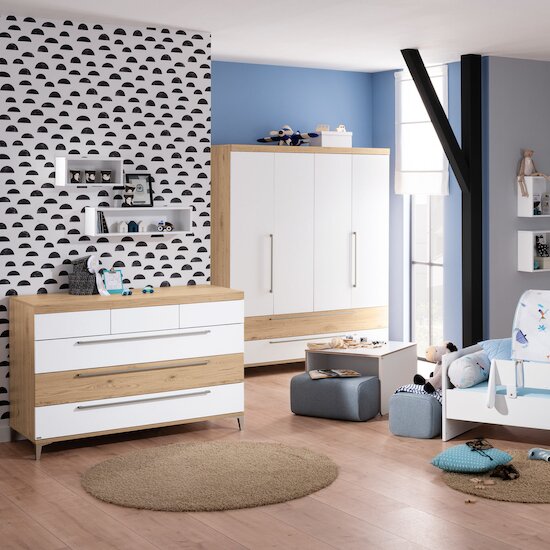 Remo Commode 3 tiroirs 2 tiroirs blancs /1 tiroir en chêne  de Paidi Remo Commode 3 tiroirs 2 tiroirs blancs /1 tiroir en chêne  de Paidi