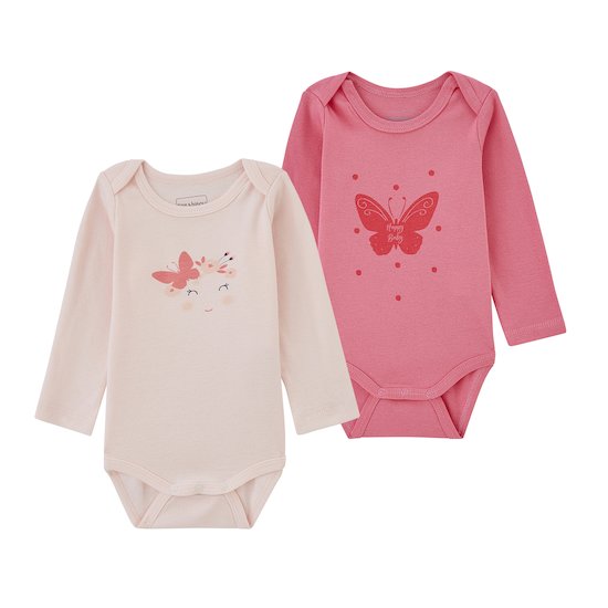 Lot 2 bodies papillon Rose  de P'tit bisou