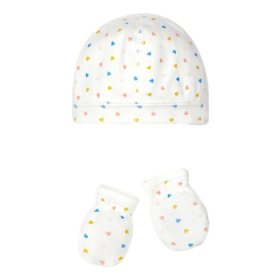 Lot Bonnet + Moufles en coton bio Marshmallow  de Petit Bateau