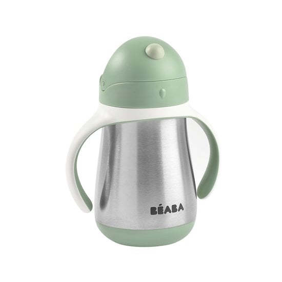 Tasse en inox avec paille Vert sauge 250 ml de Béaba