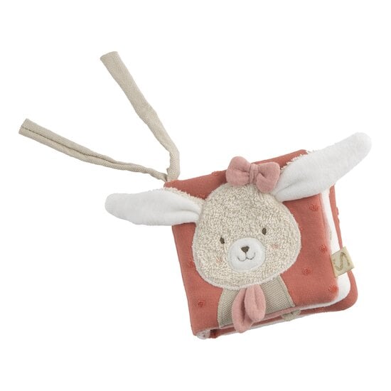 Livre d'éveil coton bio Petit Cœur Vieux Rose  de Sauthon Baby Déco