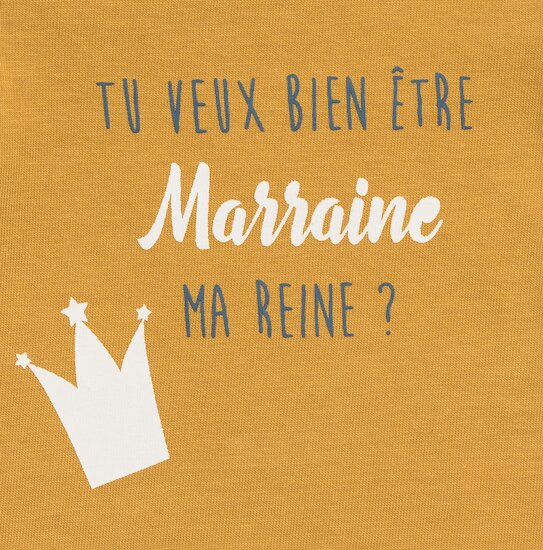 Body Annonce Manches Longues Marraine Jaune Curcuma  de P'tit bisou Body Annonce Manches Longues Marraine Jaune Curcuma  de P'tit bisou