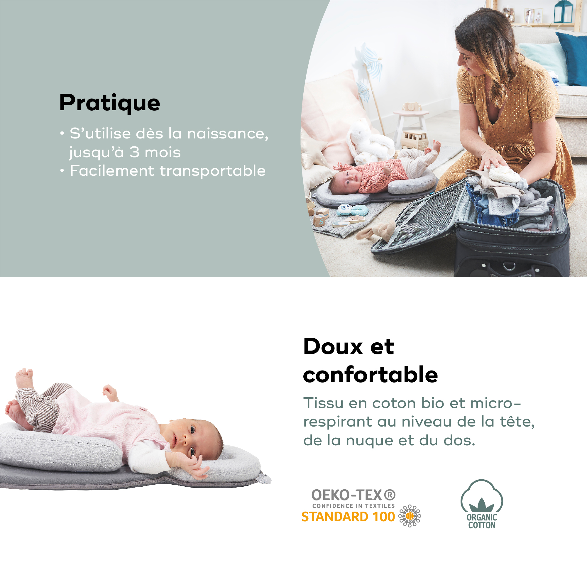 Babymoov - Cale bébé cosypad smokey Doudouplanet, Livraison Gratuite 24/48h