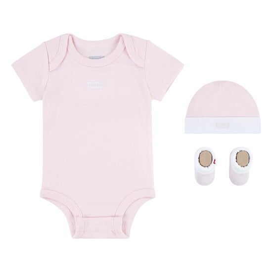 Coffret naissance Body + Bonnet + Chaussons Rose  de Levi's Kids