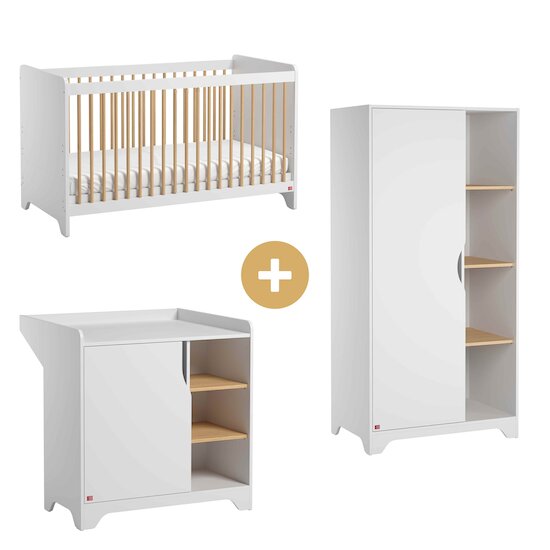 Chambre Leaf : Lit bébé 60x120+ armoire + commode   de Vox Chambre Leaf : Lit bébé 60x120+ armoire + commode   de Vox