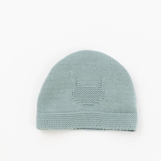 Bonnet Tricot Petits Chats Bleu Danube 1 mois de La Manufacture de Layette