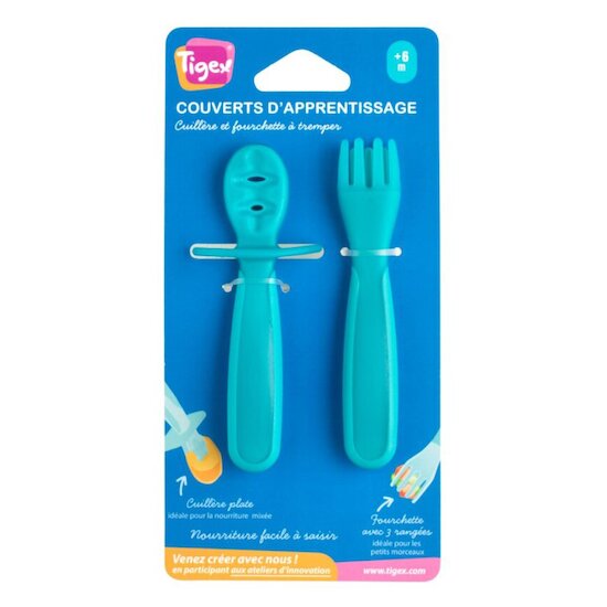 2 couverts d'apprentissage Bleu  de Tigex