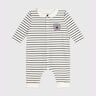 Combinaison bébé en coton à col rayure marinière