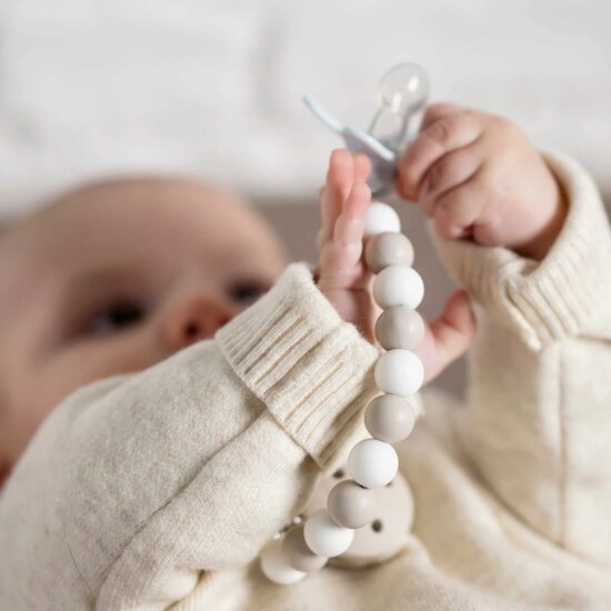 Attache-sucette Silicone Argile / Blanc  de Nattou