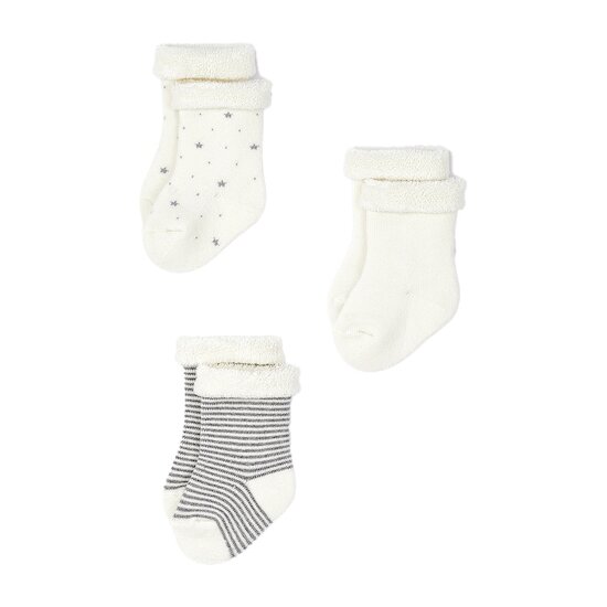 Trio de chaussettes en tricot Bicolore gris/blanc 19/22 de Petit Bateau