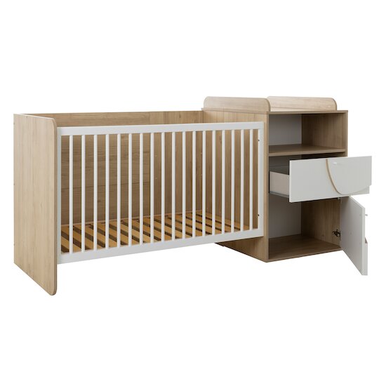 Basile Lit combiné évolutif Châtaignier naturel et Blanc 70 x 140 cm de Galipette Basile Lit combiné évolutif Châtaignier naturel et Blanc 70 x 140 cm de Galipette