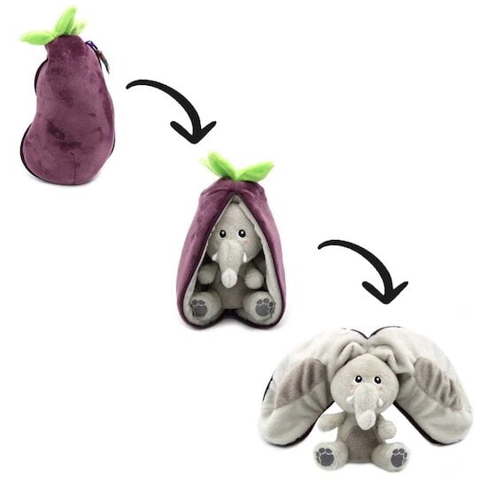 Flipetz Peluche 2 en 1 - Elephant & Aubergine   de Les Déglingos