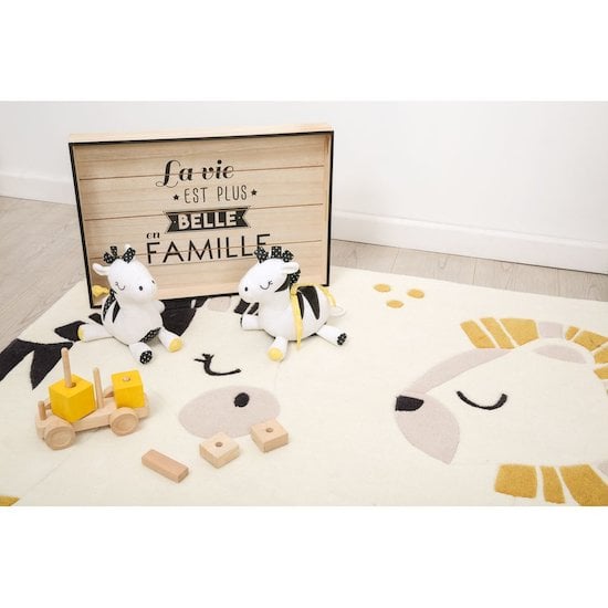 Pluche et Pompon tapis de chambre 90x130 Blanc  de Sauthon Baby's Sweet Home Pluche et Pompon tapis de chambre 90x130 Blanc  de Sauthon Baby's Sweet Home
