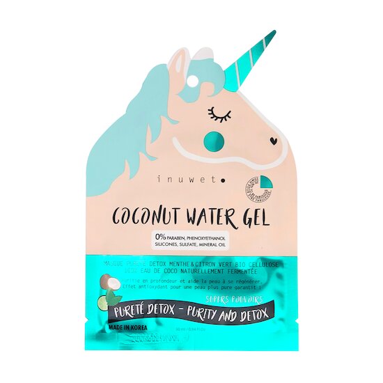 Masque licorne visage pureté détox Coconut water  de Inuwet