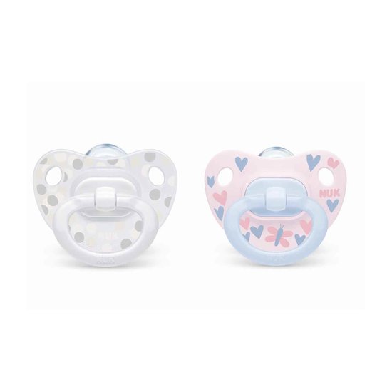 Lot De 2 Sucettes Classic Fille 0 6 Mois De Nuk Sucettes Aubert