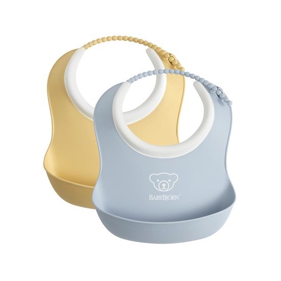 Lot de 2 mini bavoirs  Jaune / Bleu Pastel  de BabyBjörn