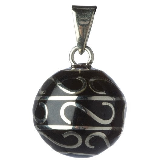 Bijou de grossesse Bola Noir volutes argent  de Babylonia