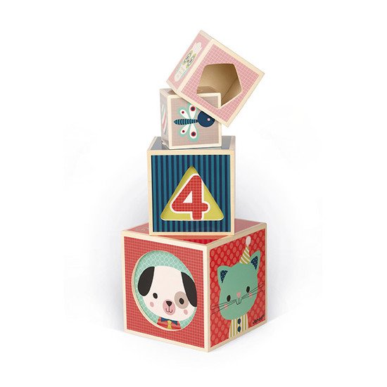 Pyramide 6 Cubes Baby Forest Bois Multicolore De Janod Jouets D Activites Aubert