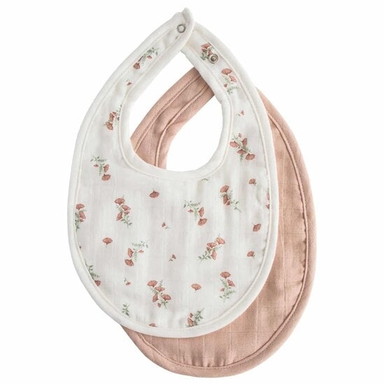 Lot de 2 bavoirs en mousseline Rose/Floral  de mushie