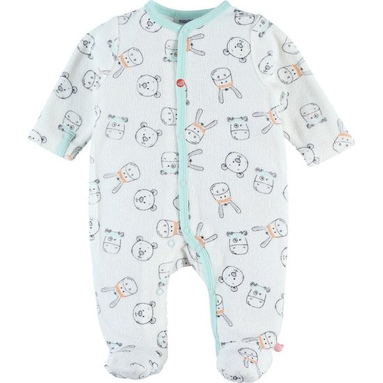 Pyjama dors-bien en coton bio en velours éponge Blanc 3 mois de Noukies