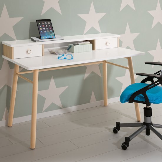 Ylvie bureau Blanc craie/Bouleau  de Paidi Ylvie bureau Blanc craie/Bouleau  de Paidi