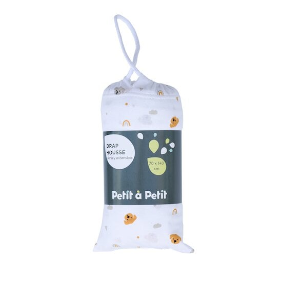 Drap housse jersey Imprimé chiot 70 x 140 cm de Petit à petit