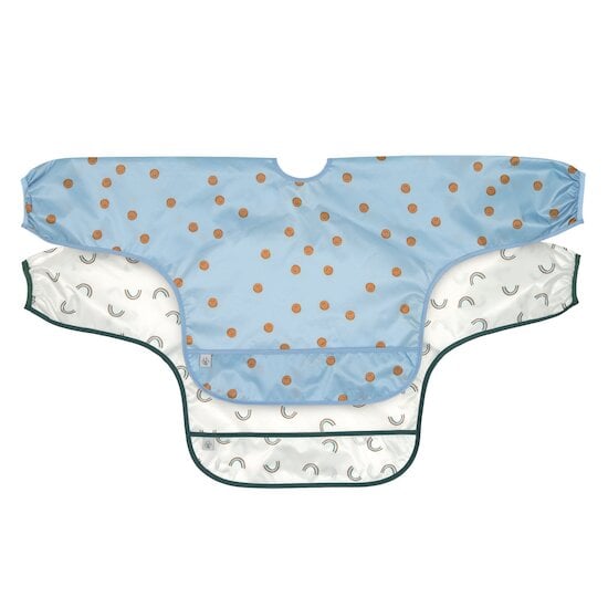 Lot de 2 Bavoirs manches longes avec poche Happy Rascals Smile Bleu  de Lässig