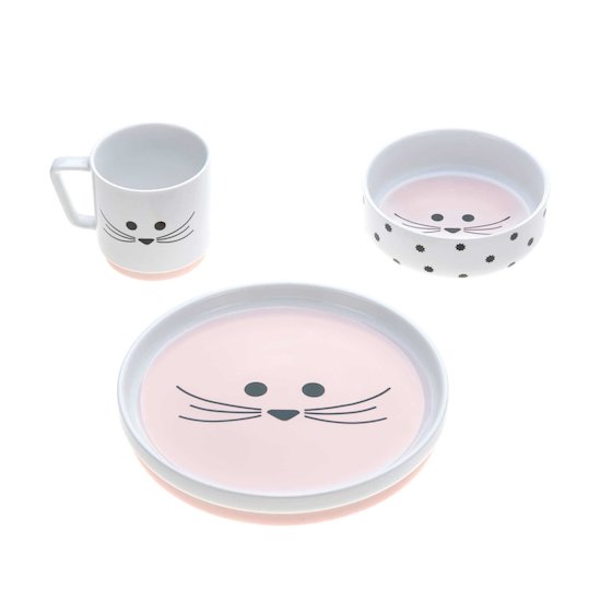 Coffret repas en porcelaine Little Chums chat  de Lässig