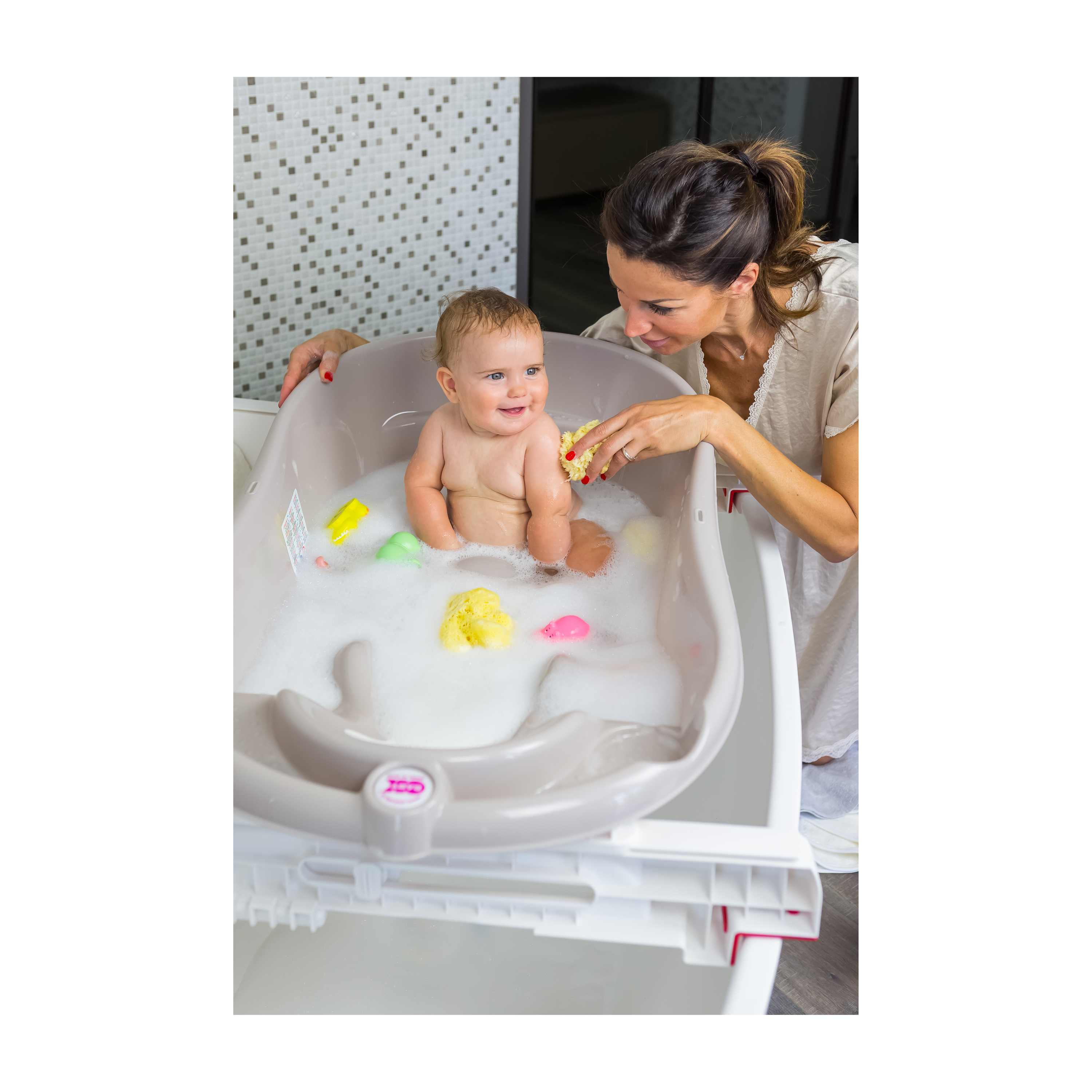 Baignoire Blanche Onda Evolution + barres de soutien + tuyau - Ok Baby