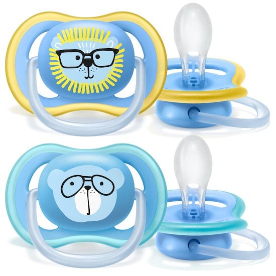 Lot 2 sucettes ultra air Lion et ours à lunette 18 mois + de Philips AVENT, Philips  AVENT : Aubert