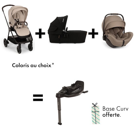 Offre Nuna : Base Curv OFFERTE pour l'achat d'une Poussette Triv Next + Nacelle Lytl + Siège auto Arra Flex   de Nuna