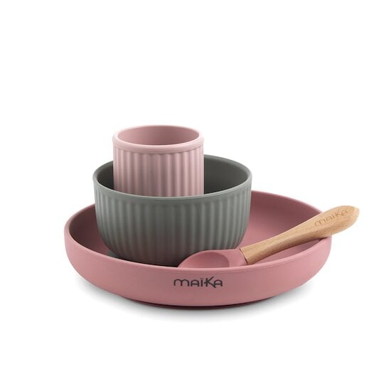 Coffret Repas en Silicone Rose / Sauge  de Maïka