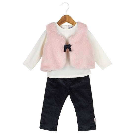 Cygne Ensemble Veste + Tee-shirt + pantalon Rose Swan 1 mois de P'tit bisou