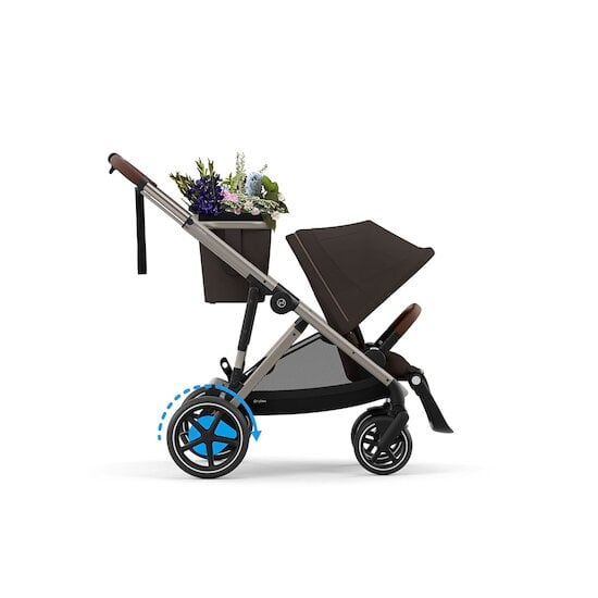 Poussette e-Gazelle S + Panier shopping Châssis Taupe - Chocolate Brown  de CYBEX Poussette e-Gazelle S + Panier shopping Châssis Taupe - Chocolate Brown  de CYBEX