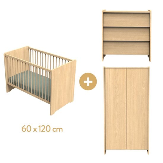 Chambre Cannelle : Lit 60x120 + Commode + Armoire   de Sauthon Baby's Sweet Home
