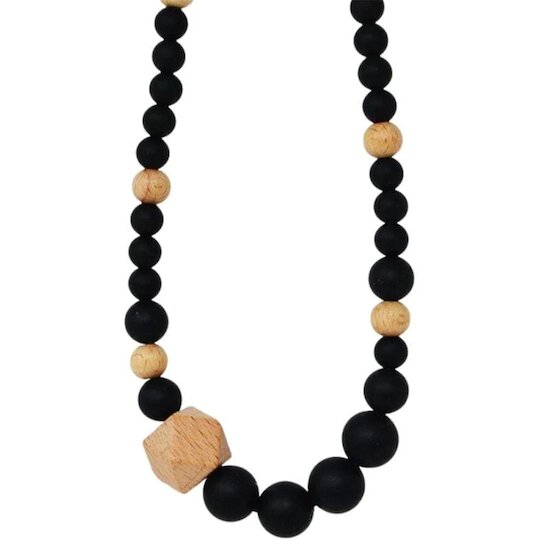 Collier d'allaitement ou de portage en silicone Noir/Bois  de Irréversible