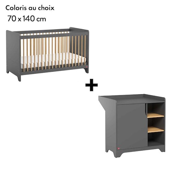Chambre Leaf : Lit 70x140 + commode avec plan à langer   de Vox