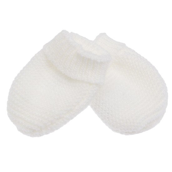 Moufles bio collection Tricot Blanc 0 mois de P'tit bisou, Tricot : Aubert