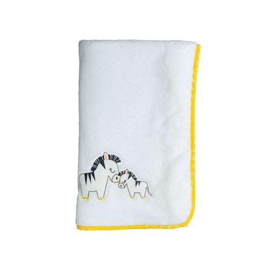 Pluche et Pompon couverture Blanc/Jaune 75 x 100 cm de Sauthon Baby Déco