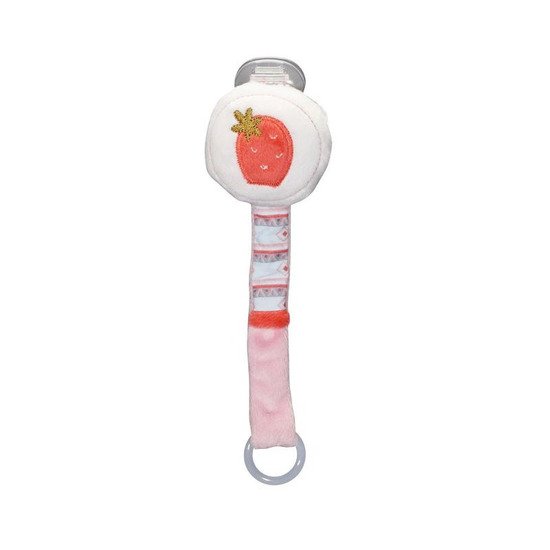 Mila attache sucette Blanc/Rose corail  de Sauthon Baby's Sweet Home