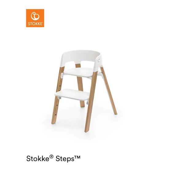 Chaise Steps™ Assise blanche/Pieds Chêne  de Stokke®