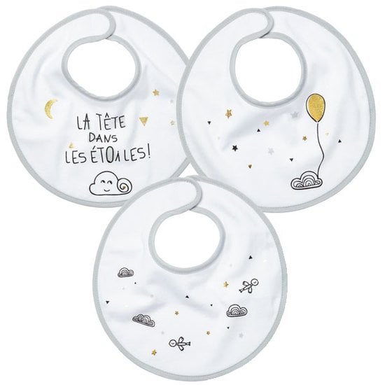 Etoiles Filantes Lot de Bavoirs Naissance Blanc  de Little Band