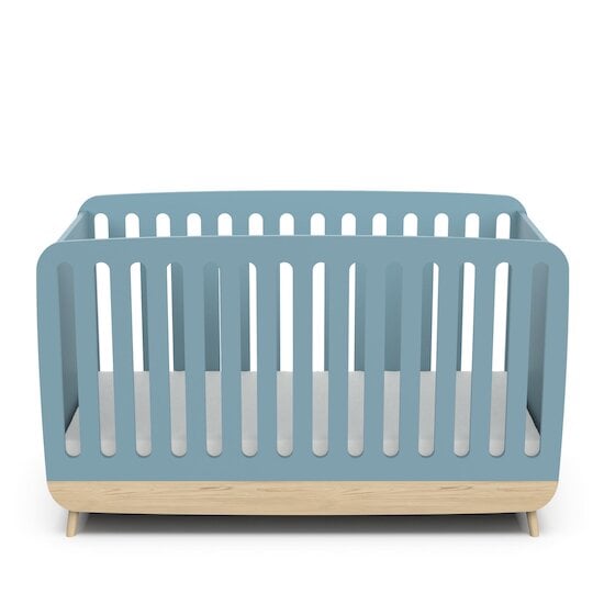 Firmiana Lit Bébé Bleu Orage / Bois Naturel 70 x 140 cm de CBA Meubles Firmiana Lit Bébé Bleu Orage / Bois Naturel 70 x 140 cm de CBA Meubles