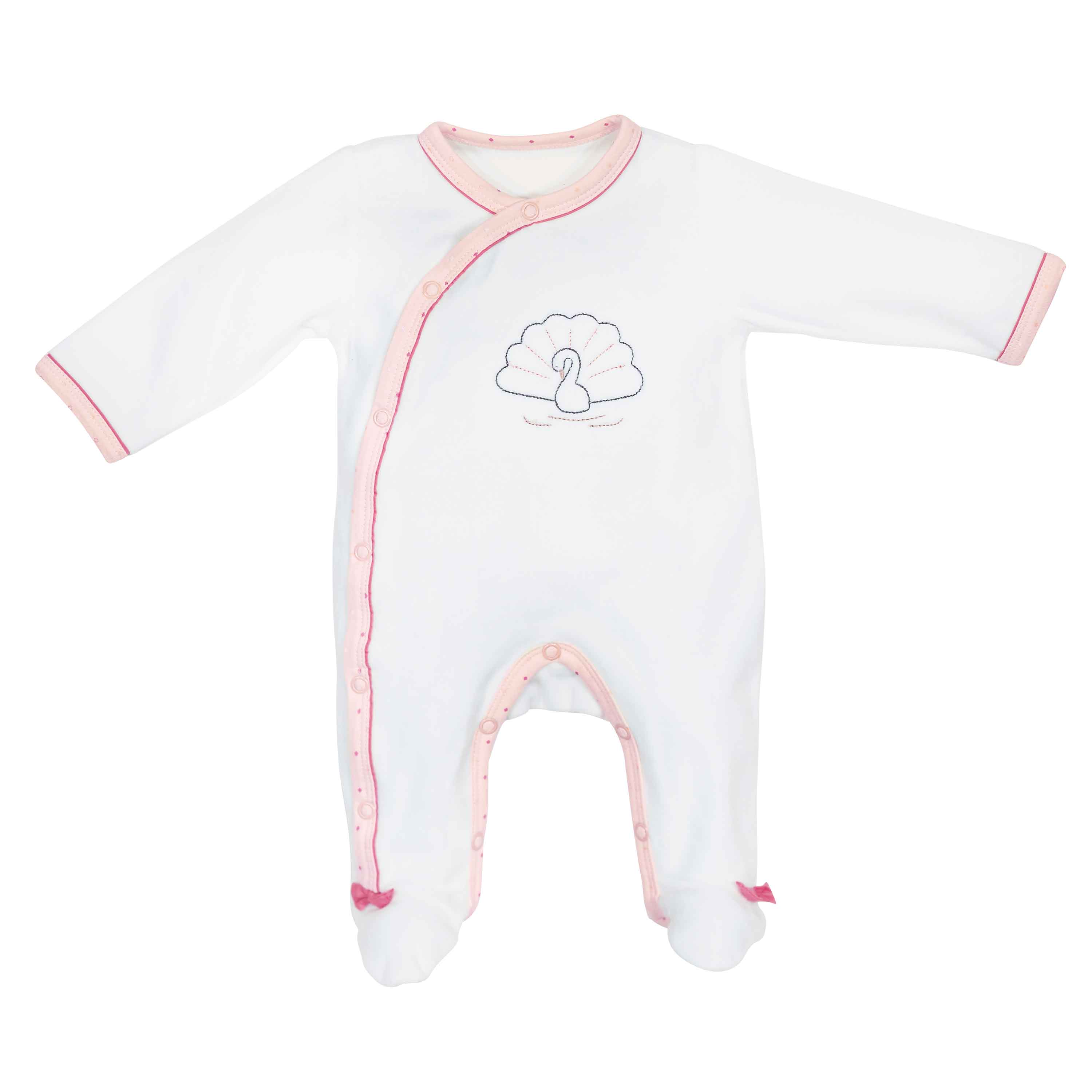 Baby Swan Pyjama en velours sans col Blanc et Rose 3 mois ...